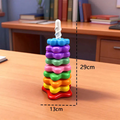 Baby Rotating Rainbow Tower Montessori Stacking Toy