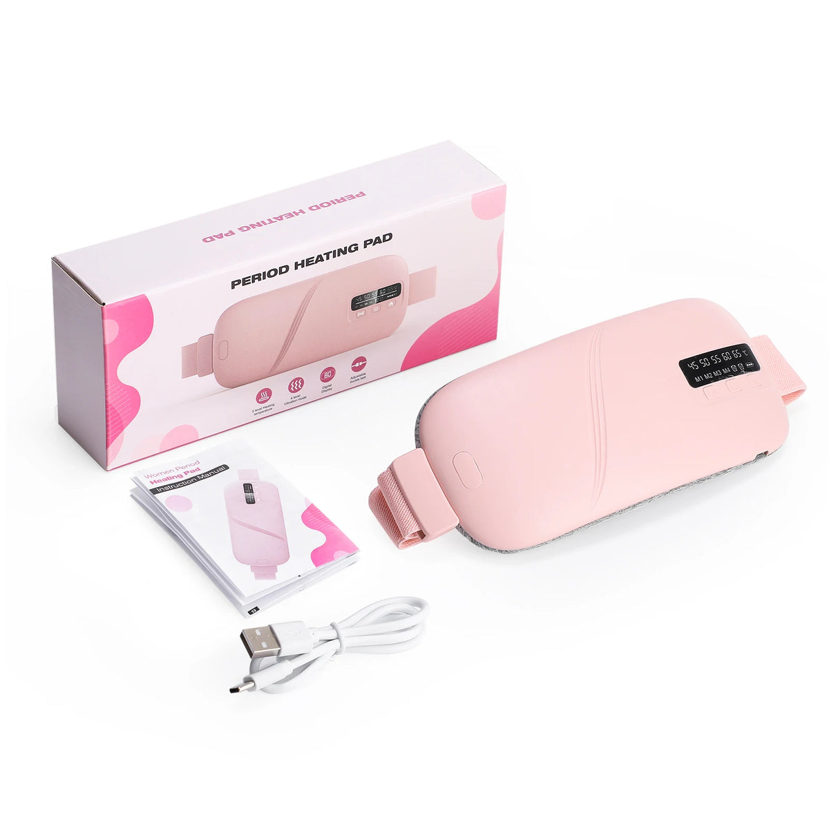 AFDEAL Menstrual Heating Pad & Vibration Massage Belt – Cordless Period Pain Relief Wrap for Women