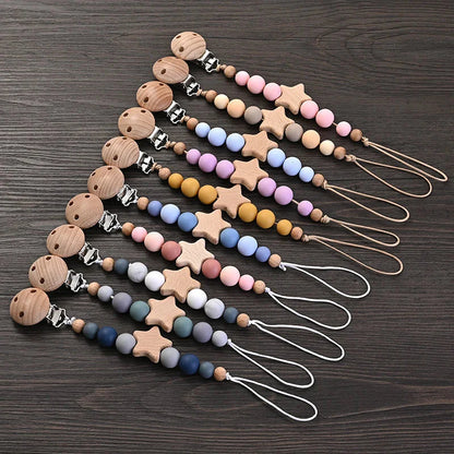 Baby Pacifier Chain Clip Silicone Teether Beads Soother Toy