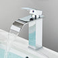 Matte Black Waterfall Basin Faucet - Single-Handle Mixer Tap for Bathroom Sink (Deck-Mounted, Hot & Cold)