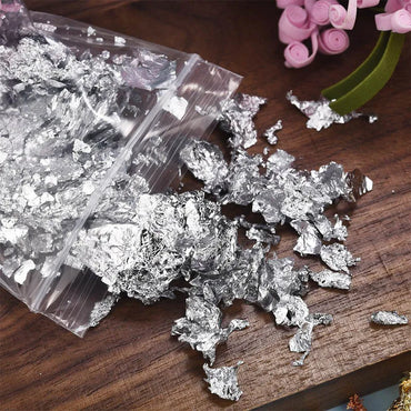 Gold Silver Bronze Irregular Aluminum Foil Flakes 3g/5g, Metallic Glitter for Epoxy Resin, Candle Making, Nail Art & DIY Crafts