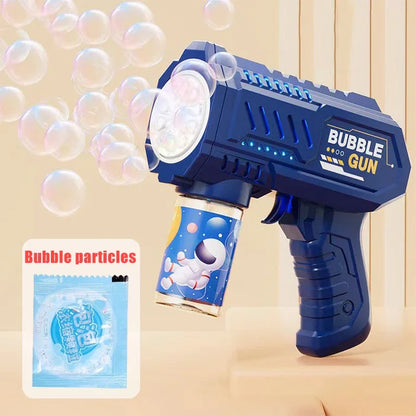 6-Hole Dinosaur Bubble Machine with Lights — Automatic Electric Bubble Gun & Soap Blower for Kids