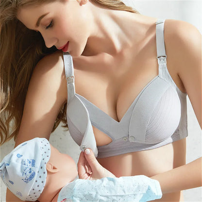 Maternity Nursing Bralette – Wire-Free Cotton Bralette with Adjustable Straps & 4-Hook Back Closure