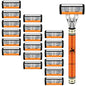 6-Layer Stainless Steel Safety Razor Set for Men - Replaceable Blade Head, Manual Shaving