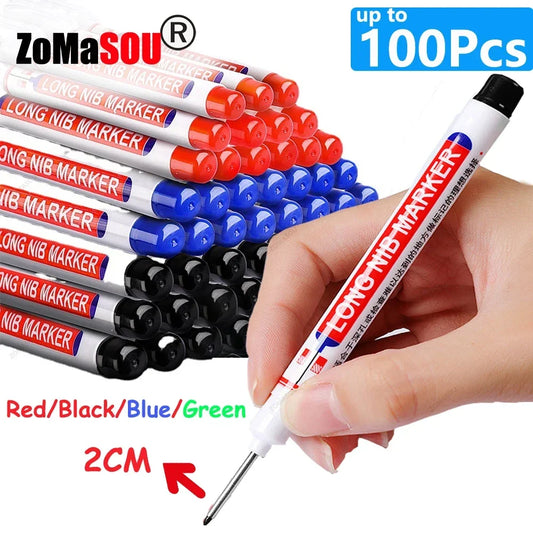 20mm Long-Head Deep Hole Marker Pens - Waterproof Fast-Dry Oil Markers for Wood, Metal & Glass (Red/Black/Blue/Green)