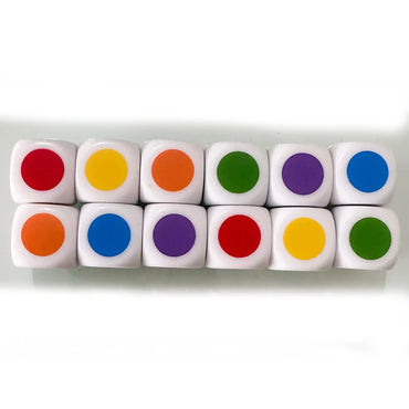 6-Pack 6-Sided Round Color Dice 16mm (0.63 in) Acrylic Puzzle Game