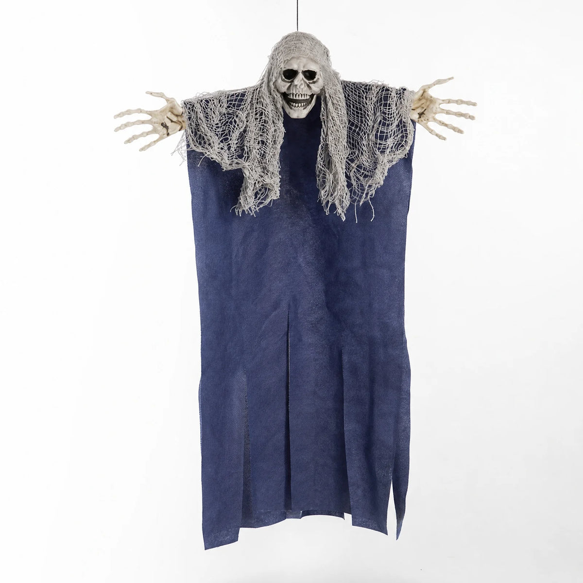 Halloween Hanging Ghost & Zombie Scary Face Pendant – Fabric Horror Cloak Ornament for Haunted House, Bar, Escape Room & Party Decor – Black, White or Blue