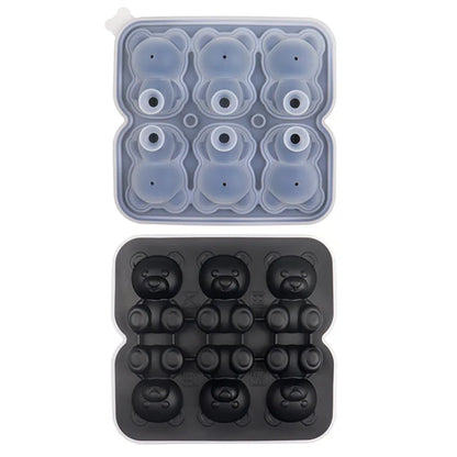 6 Grid 3D Little Teddy Bear Shape Ice Cube Silicone Mold Silian Little Bear Ice Block Mold Household Ice Cream Ice Box Ice Mold