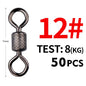 MEREDITH Fishing Swivels Ball Bearing Swivel 50PCS/Lot with Safety Snap Solid Rings Rolling Swivel for Carp Fishing Accessories