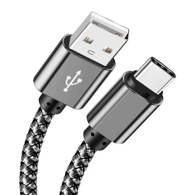 USB A to Type C Charging Cable 2A Fast Charger Nylon Data Cable 1M 2M 3M For Android Huawei Samsung TypeC Phone Charging Device