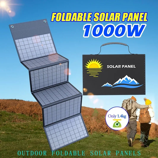 Portable Solar Panel Folding Bag 1000W, Fast Charging With USB+DC, Suitable For Outdoor Hiking, Camping, and Mobile Phones
