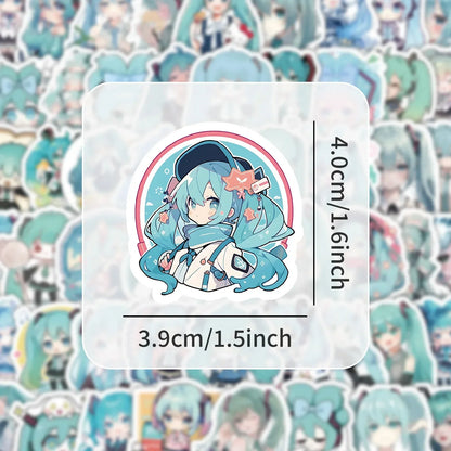 100pcs Hatsune Cute Miku Stickers Pack Waterproof Phone Case Cartoon Journaling Stationery Kawaii Packaging Laptop Sticker