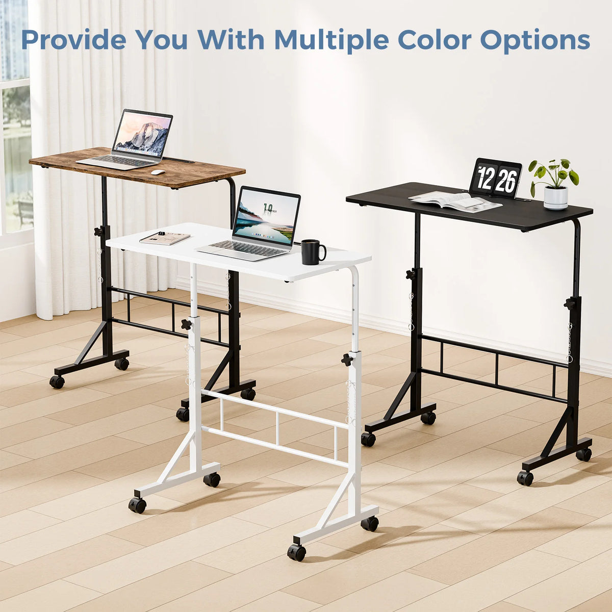 JHK 31.5" Mobile Standing Desk - Height Adjustable 27.95"-43.70", Pin-Lock, 4 Wheels, 88 lb, Walking Pad Treadmill Desk