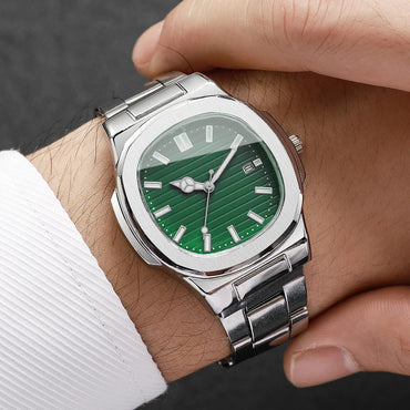 Men's Square Dial Quartz Watch with Date – Alloy Strap Business Dress Watch