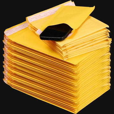 Kraft Paper Bubble Mailers – Self-Seal Waterproof Padded Envelopes, Yellow, Multiple Sizes (11×13–18×23 cm / 4.3×5.1–7.1×9.1 in), Pack of 10/20/30/50
