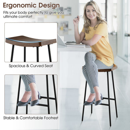 Industrial Saddle Stool with Metal Legs and Adjustable Foot Pads