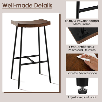 Industrial Saddle Stool with Metal Legs and Adjustable Foot Pads