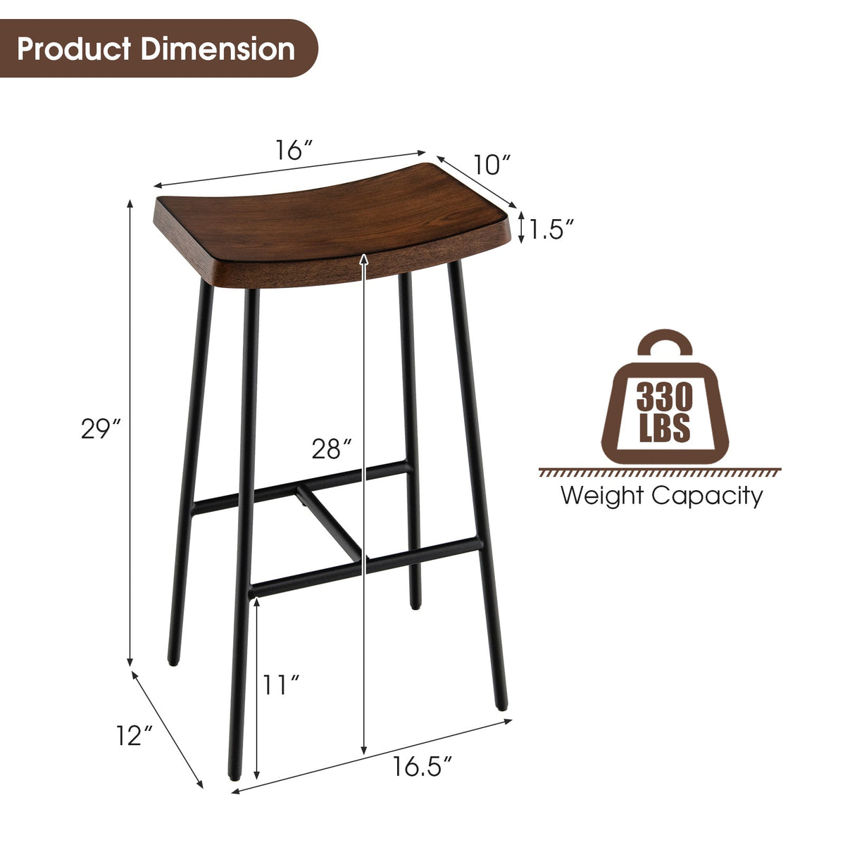 Industrial Saddle Stool with Metal Legs and Adjustable Foot Pads