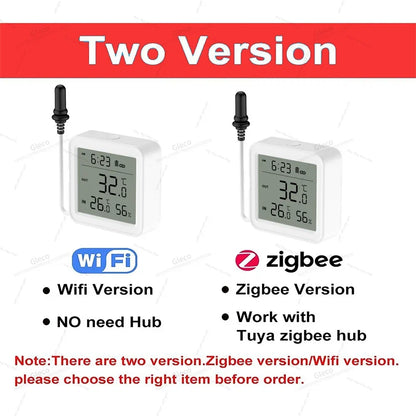 Tuya WiFi Zigbee Temperature Humidity Meter with External Probe Sensor Optional Digital LCD Screen Thermometer for Fish Tank