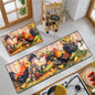VIKAMA 1/2 pcs Rooster Kitchen Rug Home Decor, Rustic Farmhouse Style Decorative Kitchen Mat, Non-slip Corridor Foot Mat