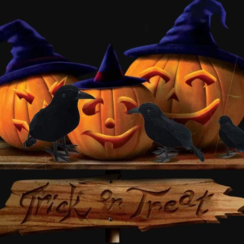 Artificial Crow Halloween Decoration, Feather Prop