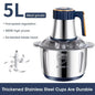 Electric Meat Grinder 5L (1.32 US gal / 5.28 qt) Stainless Steel Food Processor and Vegetable Chopper 200W 5-Speed