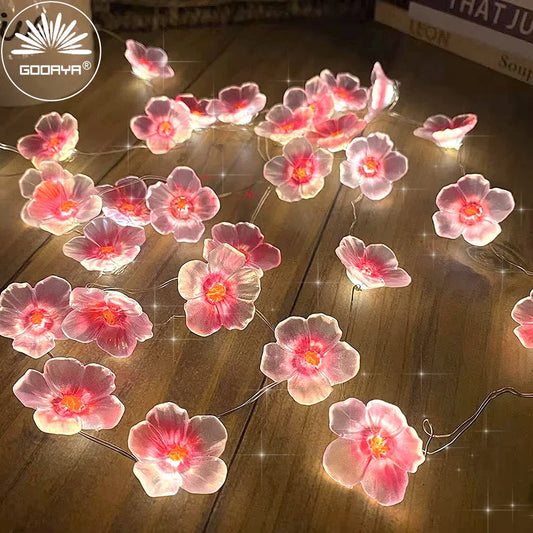30 LED Pink Cherry Blossom Fairy String Lights Battery-Powered Flower Garland for Home, Bedroom & Christmas