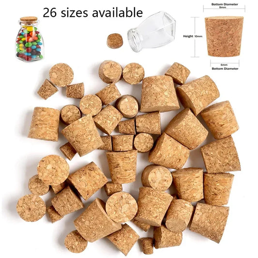 Wooden Conical Cork Stoppers - 5/10/20/50 Pack for Wine Bottles, Crafts & DIY