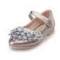 Girls Crystal Princess Flats – Shiny PU Leather Party & Wedding Shoes for Kids, EU Sizes 26-36 (Gold Pink Silver)