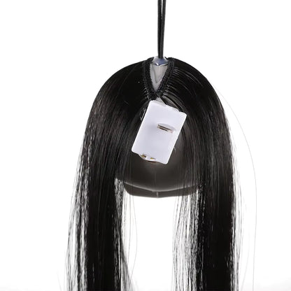Hanging Ghost Skull Decoration with Long Hair and Glowing Eyes
