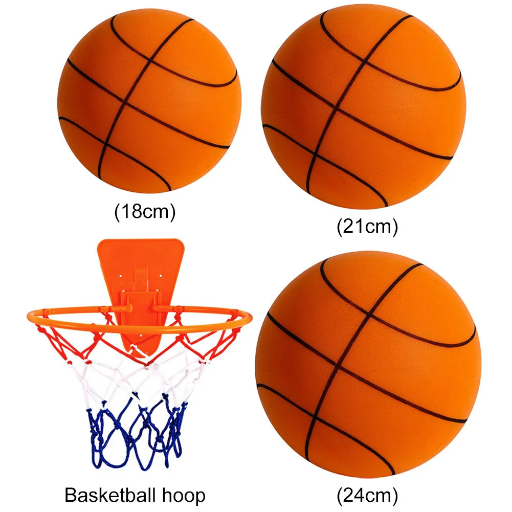 Kids Silent Foam Basketball — Indoor Squeezable Bounce Ball, Sizes 3/5/7