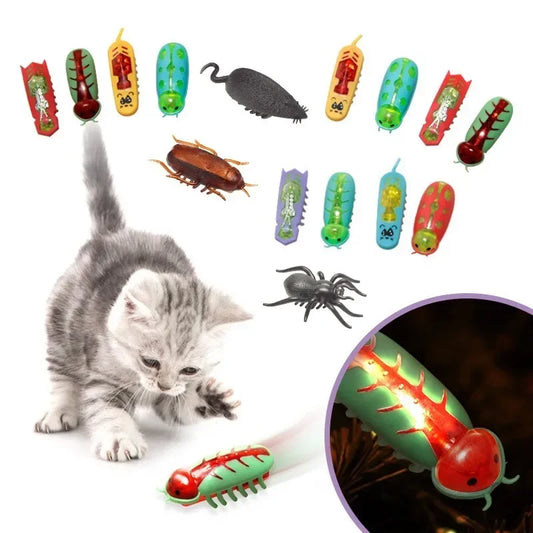 Interactive Battery Operated Bug Cat Toy for Kittens Automatic Vibration Beetle with Obstacle Avoidance
