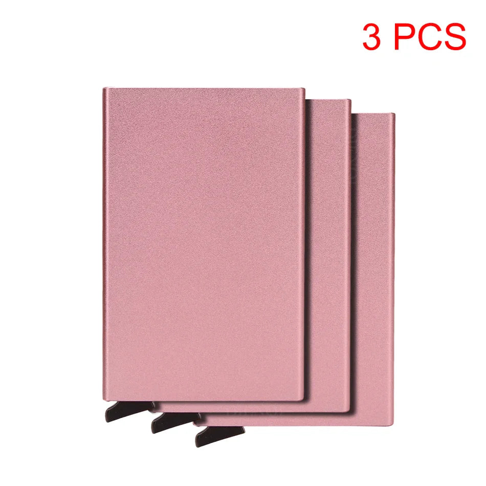 RFID Metal Pop-Up Card Holder Wallet – Slim Minimalist Small Black Unisex