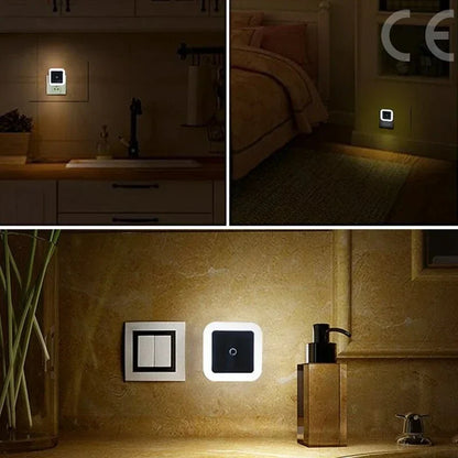 Wireless LED Night Light with EU Plug — Light Sensor Tricolor Nightlight for Kids Bedroom
