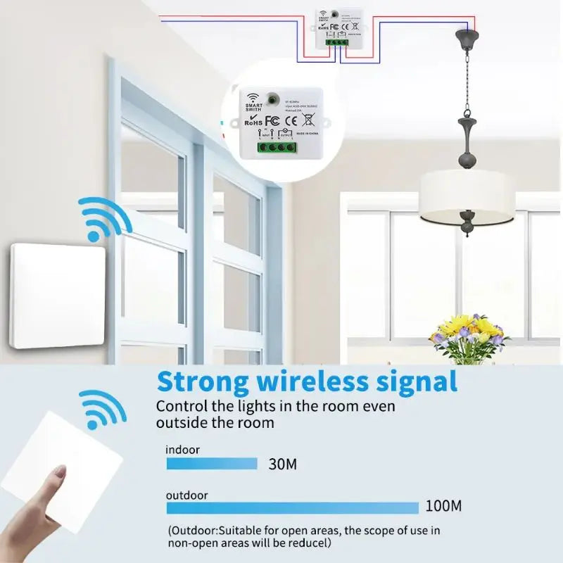 86 Wireless Light Wall Switch RF 433Mhz Remote Control Mini Relay Receiver Smart Lighting Switch For Lamp LED 10A 110V 220V 1pc