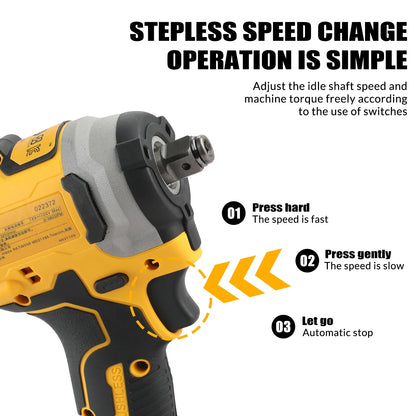 Cordless 20V Brushless Impact Wrench Rechargeable Lithium-Ion High Torque Power Tool