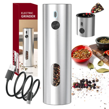 2-Pack USB Rechargeable Electric Salt & Pepper Grinder Set, Adjustable Coarseness, LED Light, Type-C Charging