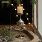 Golden Wrought Iron Christmas Candle Holder - Star, Elk & Tree Holiday Centerpiece for Table Decor