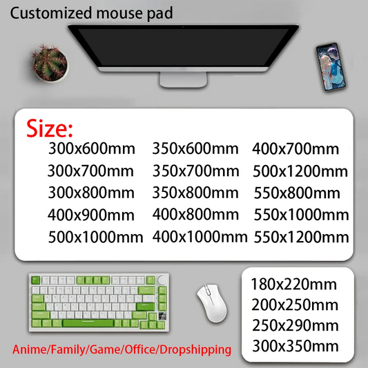 Custom XXL Gaming Mouse Pad, Personalized Large Desk Mat, DIY Logo Mousepad for Gamers & Office