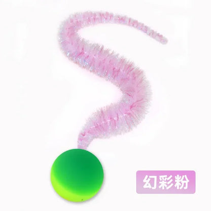 Interactive Cat Toy Colorful Bouncing Caterpillar Teaser Ball for Indoor Cats
