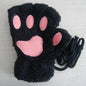 Cute Cat Paw Fingerless Mittens Plush Half-Finger Warm Fluffy Gloves for Women & Unisex