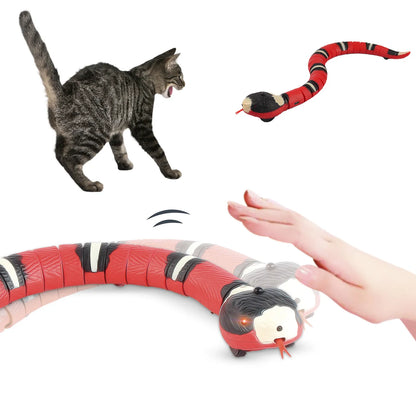 Interactive USB Rechargeable Snake Teaser Smart Sensing Electronic Cat & Small Dog Toy