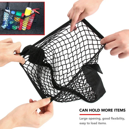 1Pc Car Back Rear Mesh Trunk Seat Elastic String Net  Universal Storage Bag Pocket Cage Auto Organizer Seat Back Bag