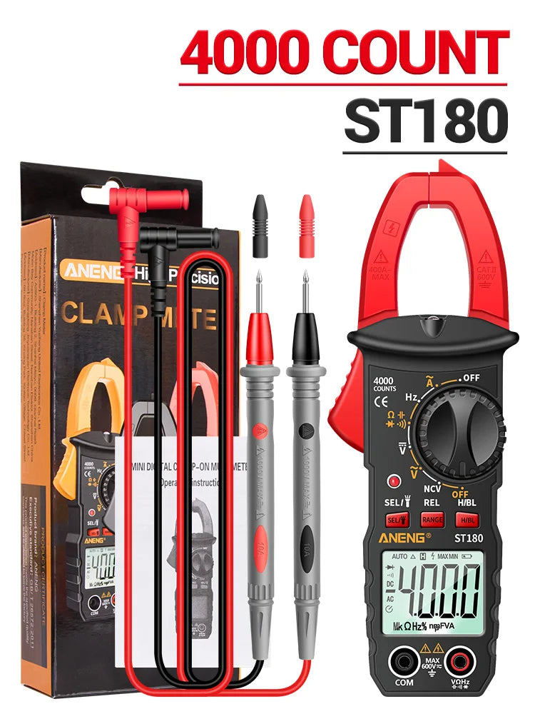 Digital AC Clamp Meter 4000 Counts Multimeter – AC/DC Voltage & Current Tester with NCV, Capacitance, Frequency, Ohms