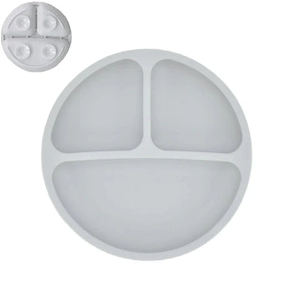 Silicone Baby Sucker Plate & Rice Spoon Set Cute Cartoon Tableware