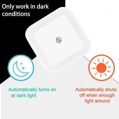 Wireless LED Night Light with EU Plug — Light Sensor Tricolor Nightlight for Kids Bedroom
