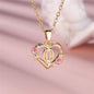 Female A-Z Letter Flower Pendant Necklace Yellow Gold Color Wedding Jewelry Gift For Women