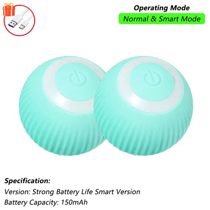 Rechargeable Interactive Cat Ball Toy — Automatic Rolling Smart Toy with Tail, LED & Obstacle Avoidance