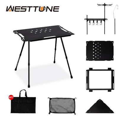 Folding IGT Tactical Camping Table - Adjustable Aluminum Portable Picnic Table