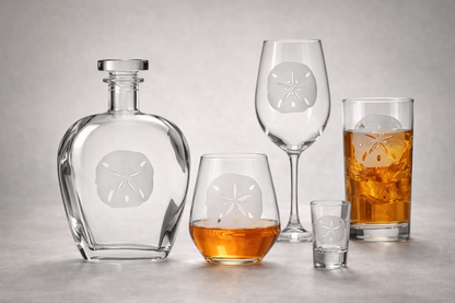 Sand Dollar Etched Glassware